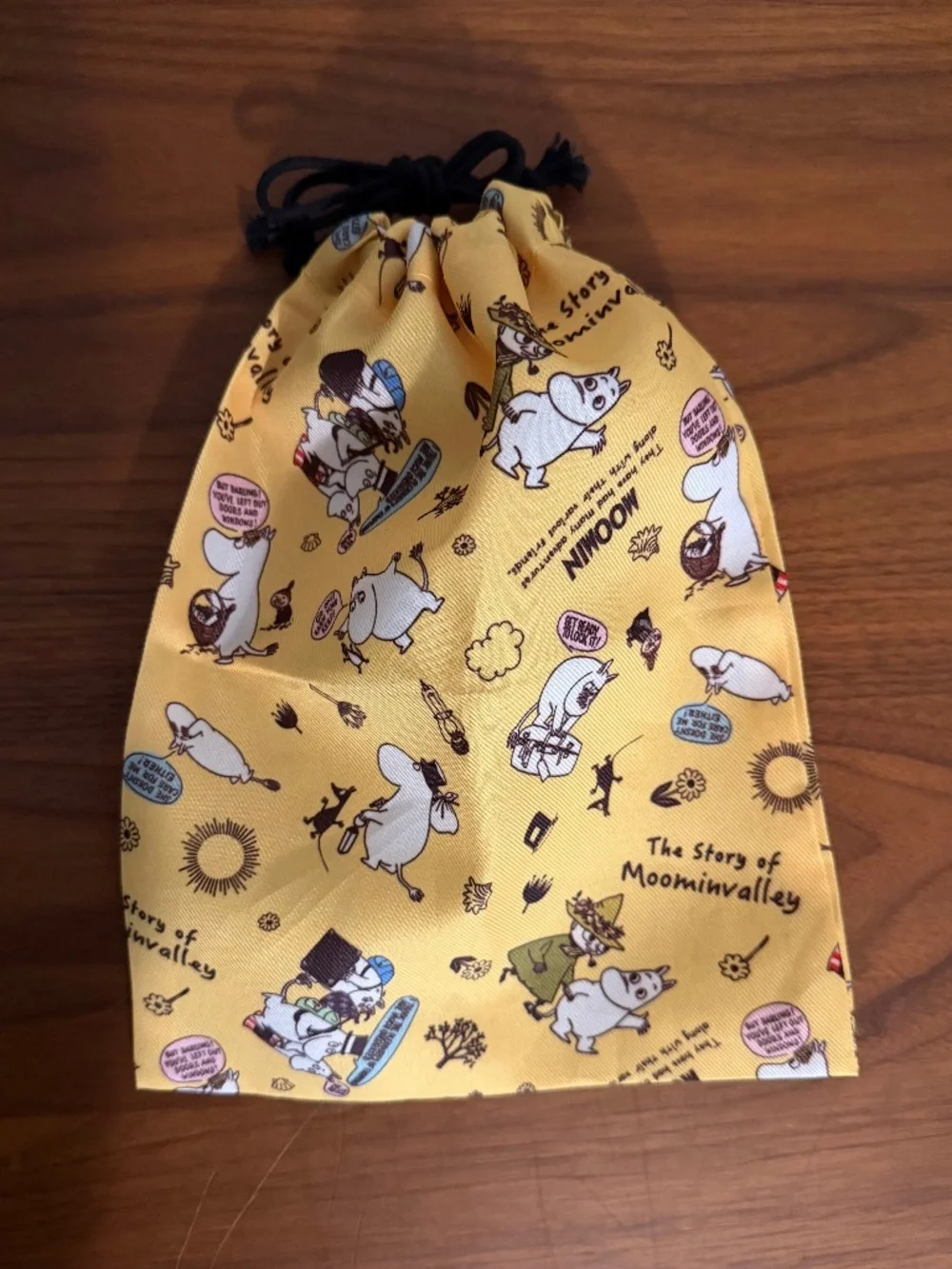 NWOT - Moominvalley Yellow Drawstring Pouch Bag 8